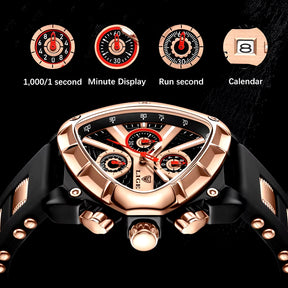 Fashion Men Watch Triangle Chronograph Military Wristwatch Sport Army Mens Watches Luxury Waterproof Quartz Clock Man Reloj