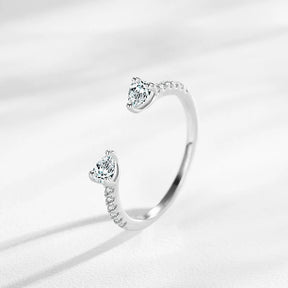 Solid 925 Sterling Silver Water Drop Shape Dazzling CZ Adjustable Finger Ring for Women Girls Birthday Party Jewelry Gift