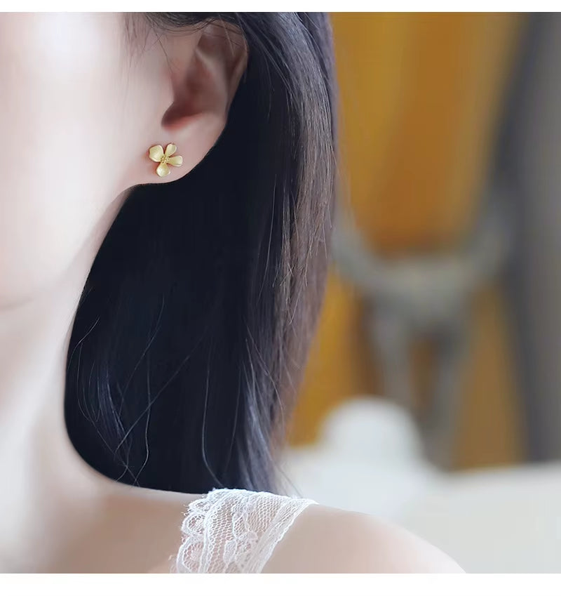 Flower Studs Earings for Women Simple Elegant 2022 Korea Fashion Earings14K Gold Plated Jewelry