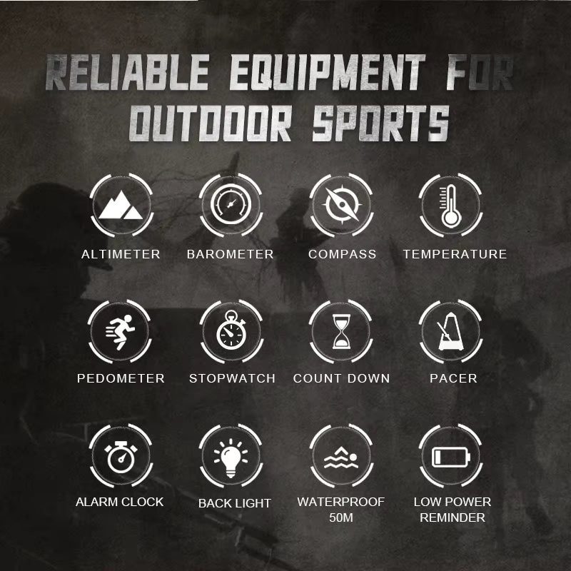 APACHE-46 Men Digital Watch Outdoor Sports Running Swimming Outdoor Sport Watches Altimeter Barometer Compass WR50M