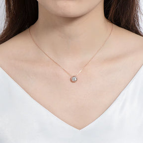 6.5Mm round Bezel Moissanite Pendant Necklace for Women 925 Sterling Silver Clavicle Chain Necklaces Jewelry Collare Mujer