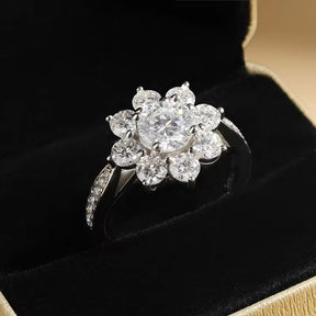 1/2CT Full Moissanite Ring S925 Silver Plated 18K Women Sunflower Engagement Wedding Rings Gifts Fine Jewelry Certificate