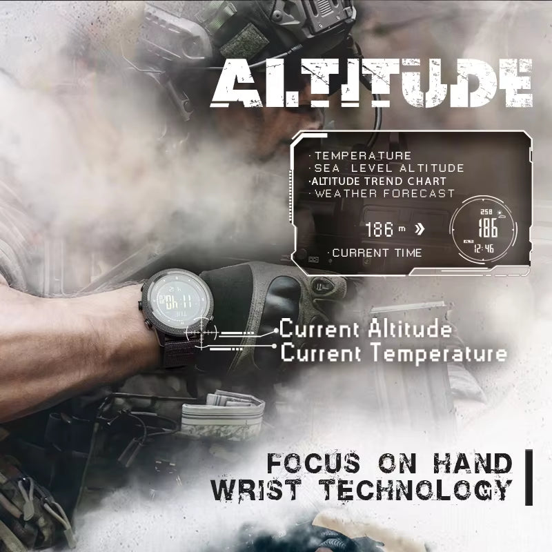 APACHE-46 Men Digital Watch Outdoor Sports Running Swimming Outdoor Sport Watches Altimeter Barometer Compass WR50M