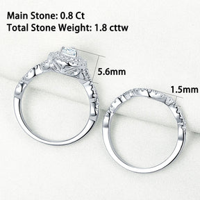Infinity Engagement Ring Wedding Band for Women 925 Sterling Silver Bridal Rings Set Halo Pear Cut AAAAA Cubic Zircon