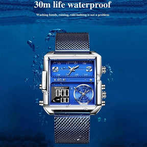 2025  Top Brand Luxury Mens Watches Square Digital Sports Quartz Wrist Watch for Men Waterproof Stopwatch Relogio Masculino