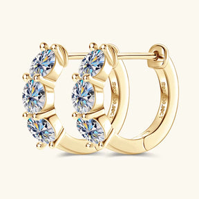 2024 New Three Stone Earrings Real 925 Sterling Silver 4Mm round Moissanite Hoop Earrings for Women Jewelry Gift Valentine Day