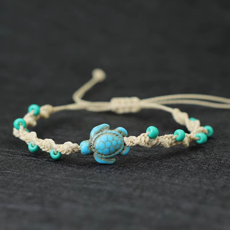 Bohemia Rope Bracelet Unisex Adjustable Turtle Braslet Summer Beach Jewelry 4Mm Rice Bead Braclet Surf Brazalete Pulseira Joias