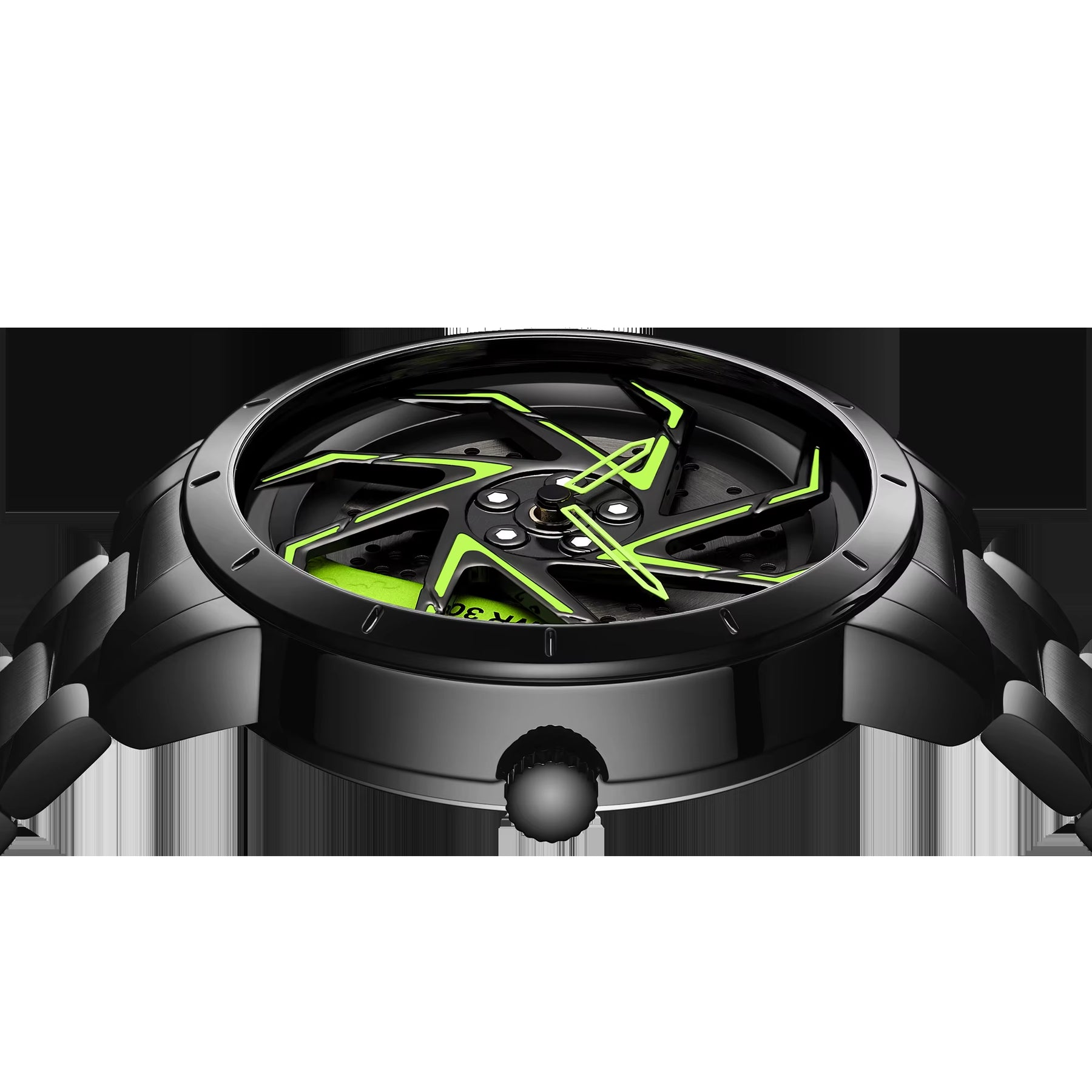 Fashion Hot Sell Car Rim Men Watches Stainless Steel Waterproof Sport Watch 360 Degree Rotating Wheel Rim Dial Quartz Wristwatch