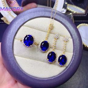 925 Sterling Silver Set Ladies Sapphire Jewelry Set Elegant Jewelry Free Shipping Promotional Necklace Christmas Wholesale