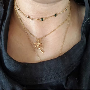 Coconut Palm Tree Necklace for Women Dainty Stainless Steel Gold Color Necklace Hawaiian Jewelry Summer Ocean Beach Accessories