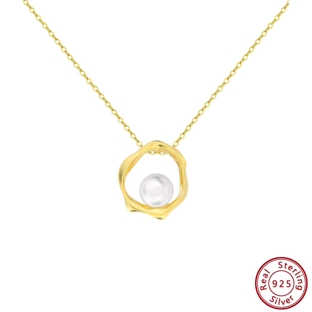 KISS MANDY 14K Gold 925 Sterling Silver Pearl Pendant Necklace Freashwater Pearl Choker Chain for Women Fine Jewelry GPN44