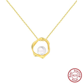 KISS MANDY 14K Gold 925 Sterling Silver Pearl Pendant Necklace Freashwater Pearl Choker Chain for Women Fine Jewelry GPN44