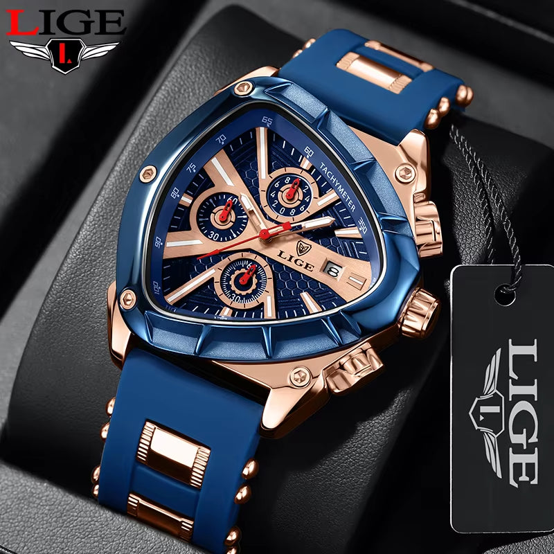 Fashion Men Watch Triangle Chronograph Military Wristwatch Sport Army Mens Watches Luxury Waterproof Quartz Clock Man Reloj
