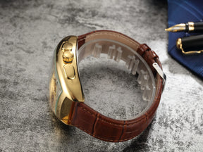 Top Fashion Luxury Gold Watch Men Mon Phase Tourbillon Watches Small Seconds Automatic Mechanical Wristwatches Reloj Hombre 2023
