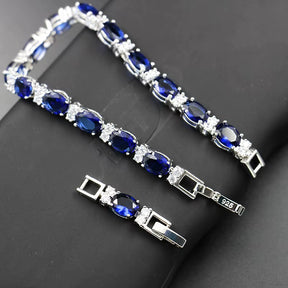 Fashion Hand Jewelry Geometry Gemstone Bracelet for Women Delicate Artificial Sapphire Female Accessory for Wedding
