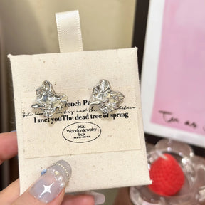 Geometric Irregular round Metal Pearl Earrings for Women 2024 Minimalist Style Personality Earrings Trendy Jewelry Gift