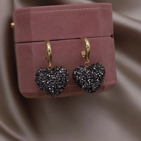 Korean New Design Fashion Jewelry Grey Love Crystal Pendant Earrings Elegant Women'S Evening Party Accessories