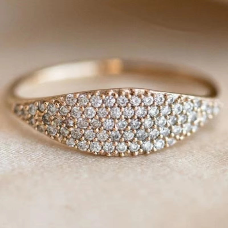 Simple Elegant Women Rings Full Bling Iced Out CZ Stone Luxury Gold Color Female Rings Wedding Party Statement Jewelry
