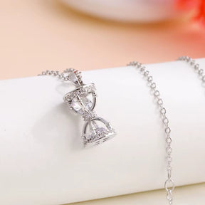 Original Design Crystal Hourglass Pendant Necklace for Women Korea Fashion Gold Color Stainless Steel Zircon Choker Jewelry Gift