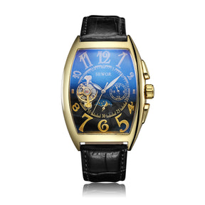 Top Fashion Luxury Gold Watch Men Mon Phase Tourbillon Watches Small Seconds Automatic Mechanical Wristwatches Reloj Hombre 2023