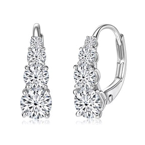 Luxury 1.86Cttw Full Moissanite Diamond Hoop Clip Earrings for Women Original 925 Sterling Silver Jewelry Vintage Earrings