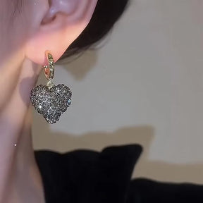 Korean New Design Fashion Jewelry Grey Love Crystal Pendant Earrings Elegant Women'S Evening Party Accessories