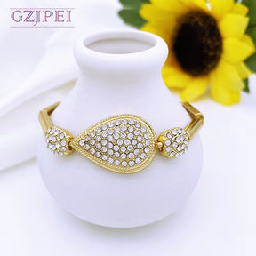 Italian 18K Gold Plated Women Jewelry Set Water Drop Pendant Necklace Earrings Bracelet Ensembles De Bijoux Plaqué or 18 Carats
