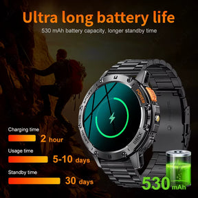For Huawei Xiaomi New AMOLED Smart Watch Men with Flashlight Sports Waterproof Fitness Tracker Bluetooth Call Smartwatch Man+Box