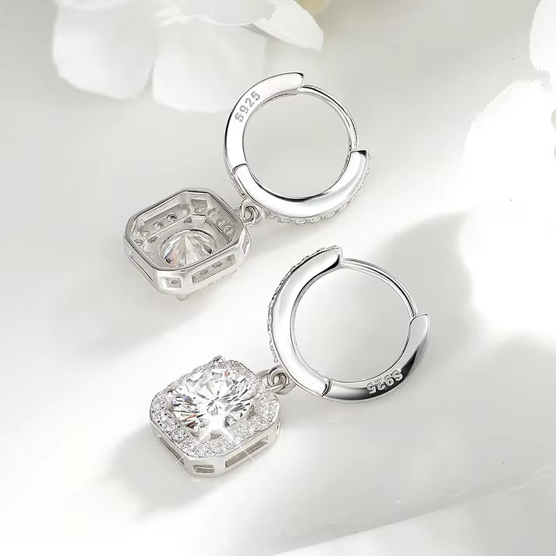 D Color Moissanite Hanging Earrings for Women S925 Sterling Silver Plated 18K White Gold Engagement Earring Luxury Jewelry Trend