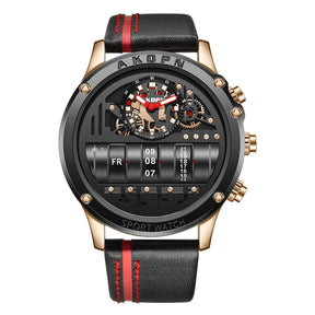 Business Casual Watch for Men Creative Men Wristwatch Unique Rotate Date Leather Strap Quartz Watch Male Military Sport Clock