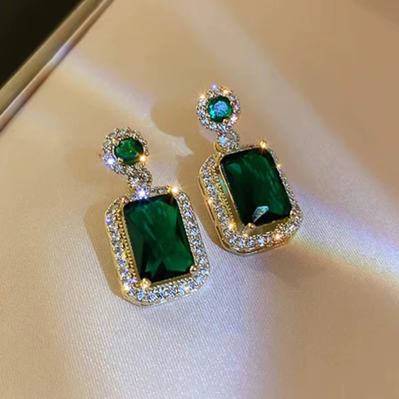 Gold Color Blue Stone Earrings Women Girl Luxury Dangle Ear Rings for Wedding Engagement Party Anniversary Jewelry Gifts KDE254