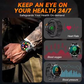 For Huawei Xiaomi New AMOLED Smart Watch Men with Flashlight Sports Waterproof Fitness Tracker Bluetooth Call Smartwatch Man+Box